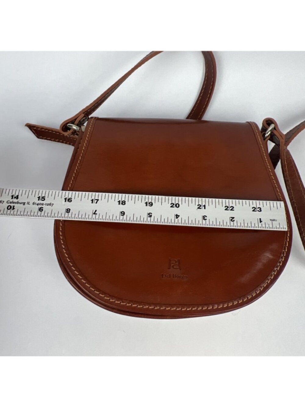 Del Borgo Brown Leather Handbag Snap Close - Picture 8 of 8